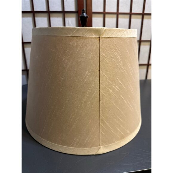 MCM LAMP DRUM STYLE SHADE LINEN BEIGE FABRIC MID CENTURY VINTAGE 10" X 10" DENTS - Picture 12 of 12